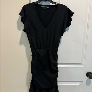 Veronica Beard cotton neck ruched dress